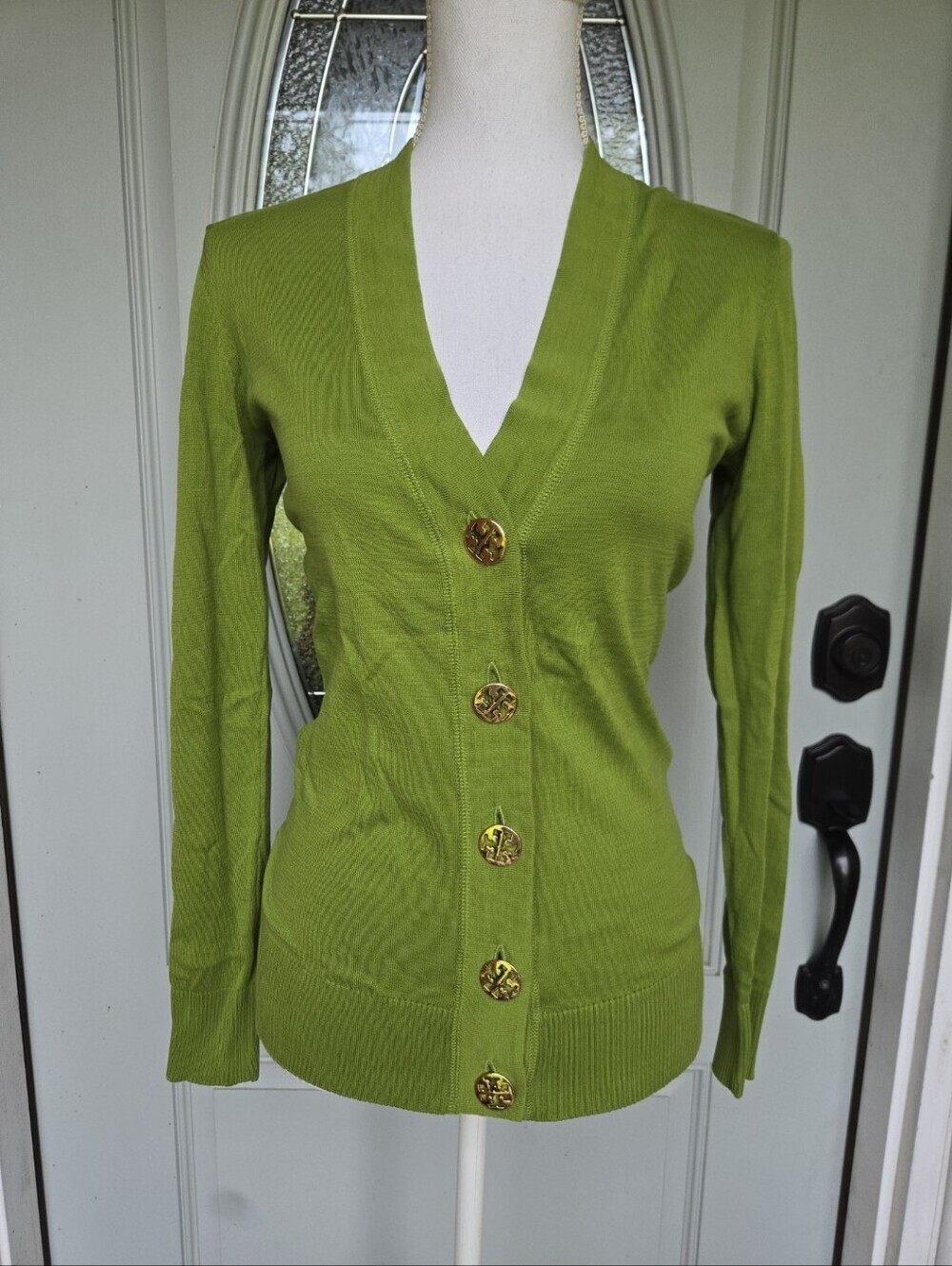 NWT Tory Burch Simone Cardigan Leaf Green